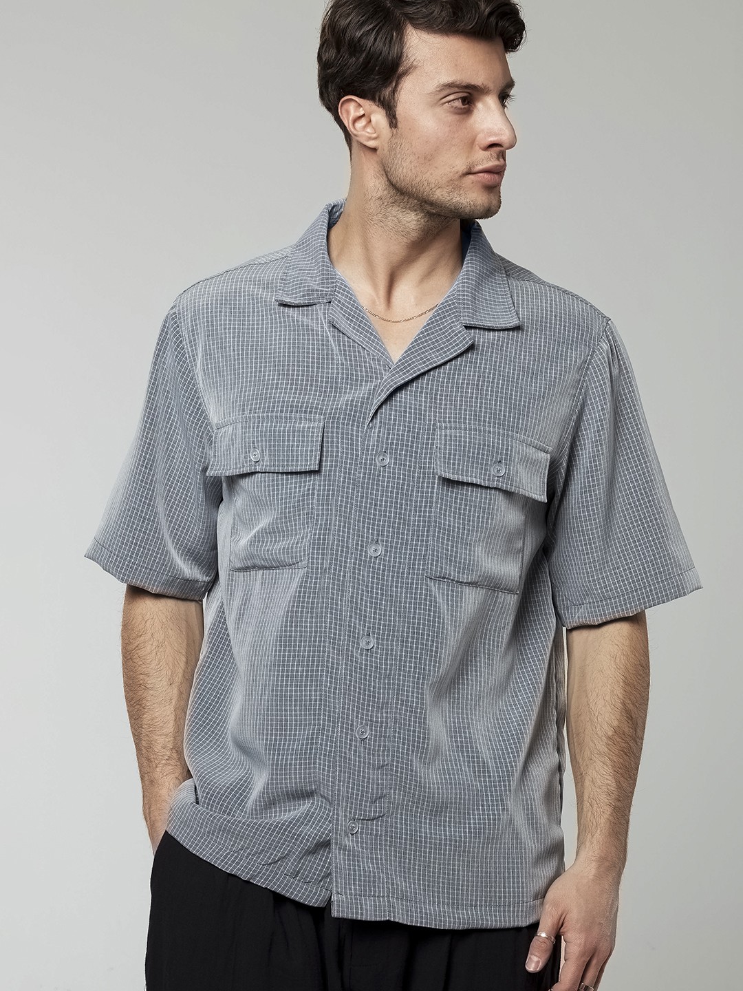 

catch Checked Relaxed Fit Casual Shirt, Grey