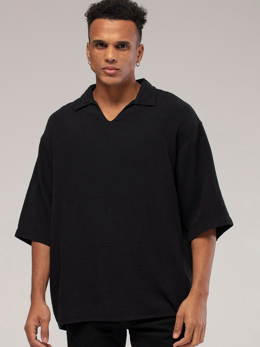 

catch Men Polo Collar T-shirt, Black