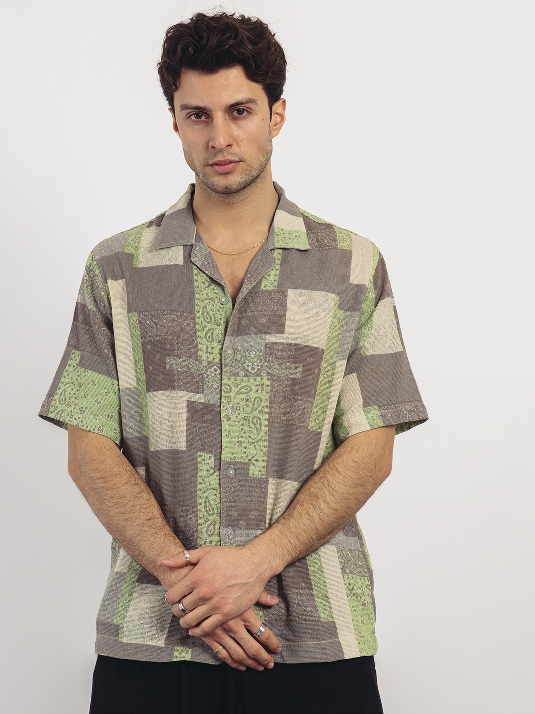 

catch Men Abstract Printed Casual Shirt, Brown