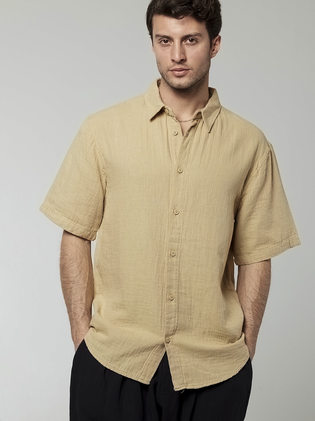 

catch Relaxed Fit Pure Cotton Casual Shirt, Beige