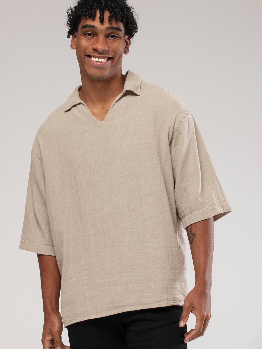 

catch Men Polo Collar T-shirt, Grey