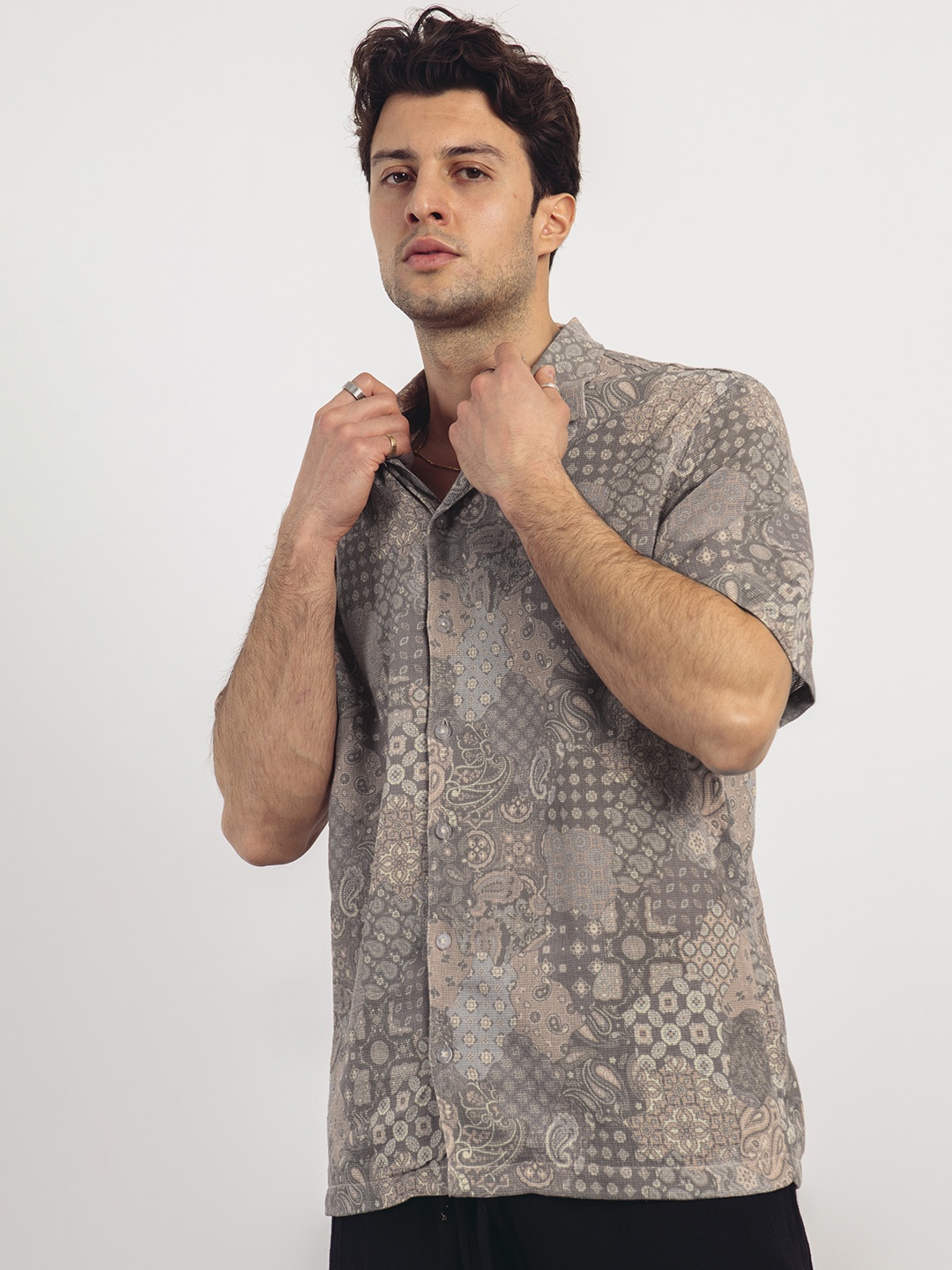 

catch Printed Casual Shirt, Grey