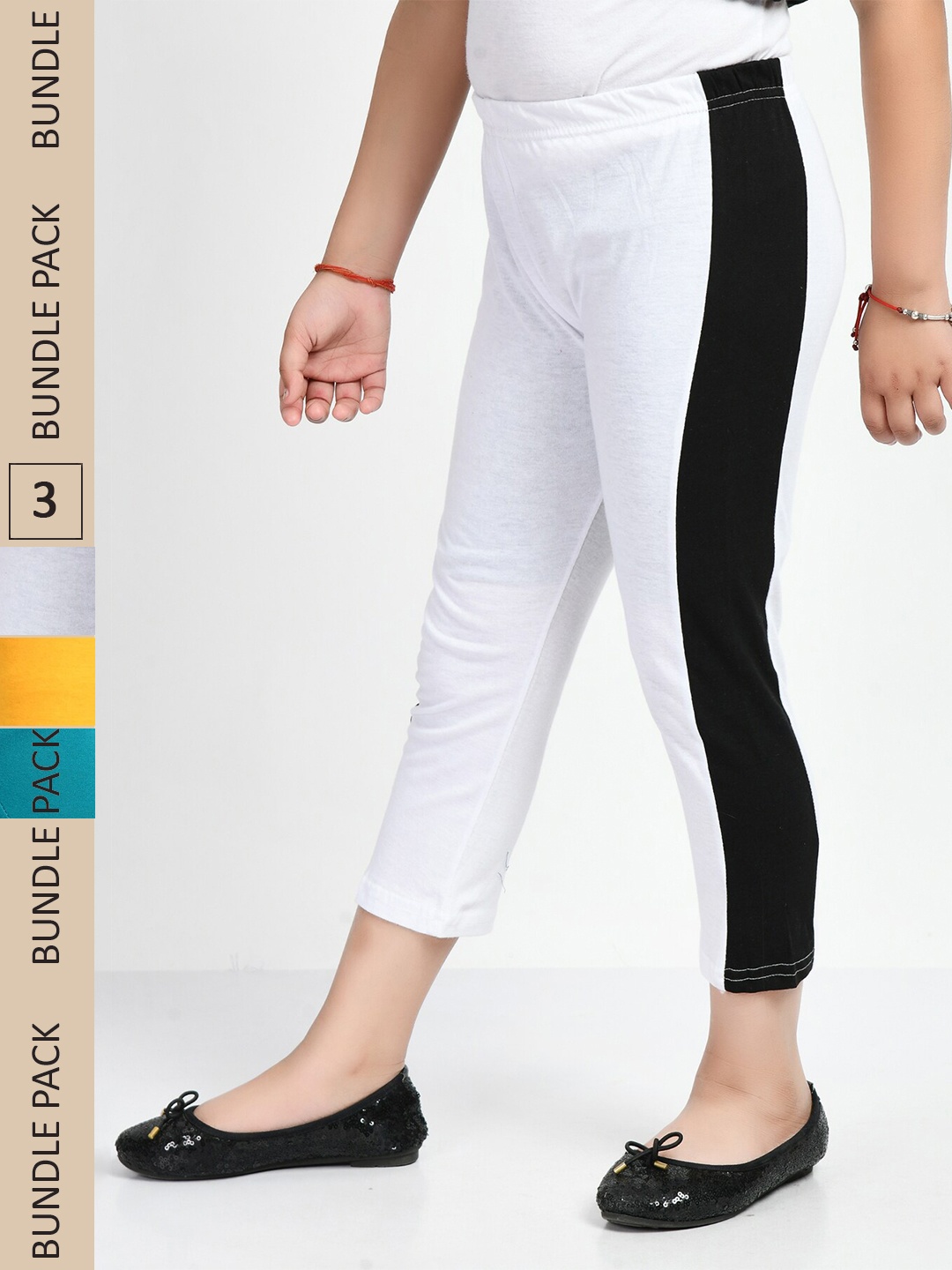 

IndiWeaves Girls Pack of 3 Mid Rise Cotton Capris, White
