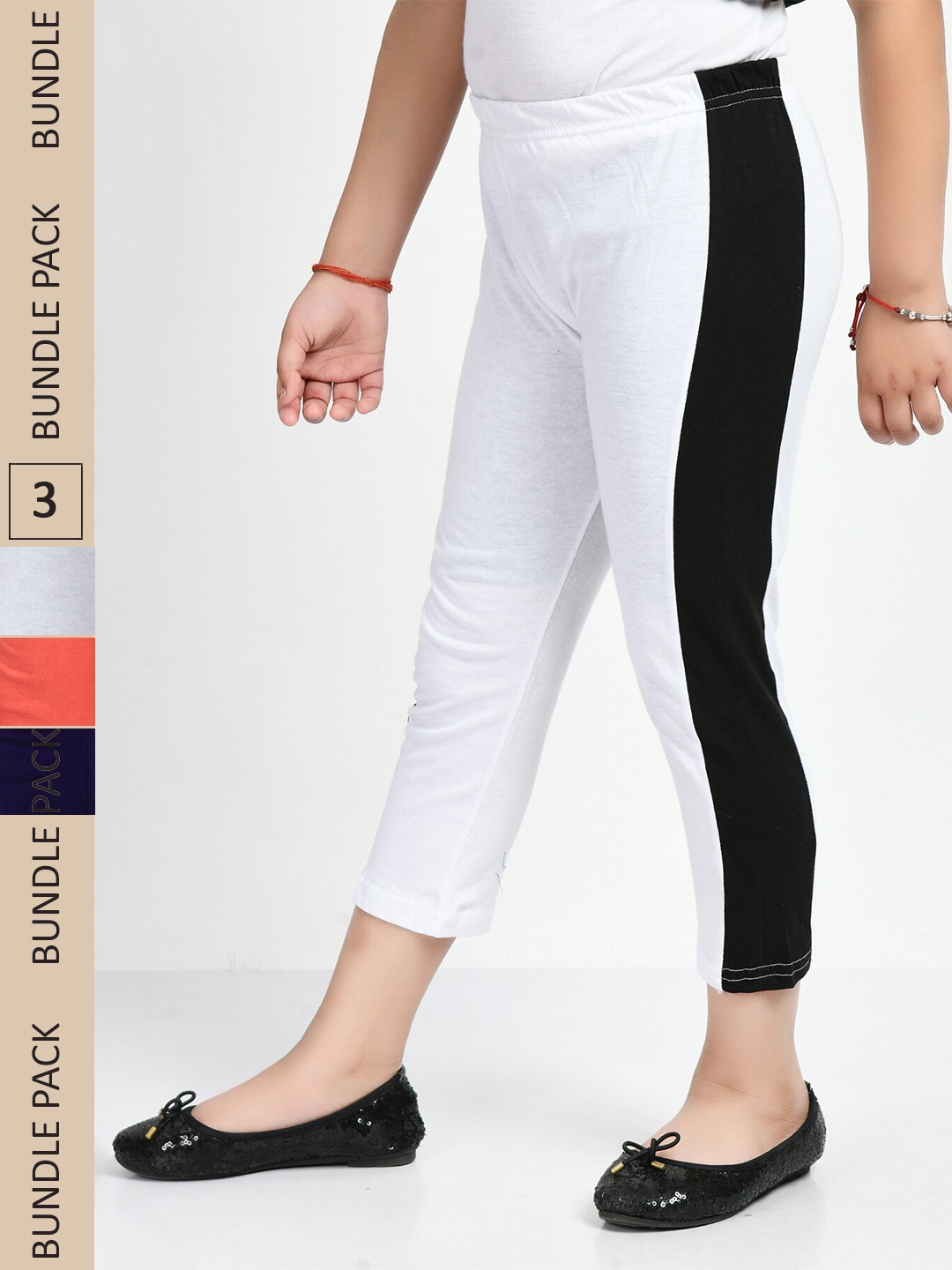 

IndiWeaves Girls Pack of 3 Mid-Rise Cotton Capris, White