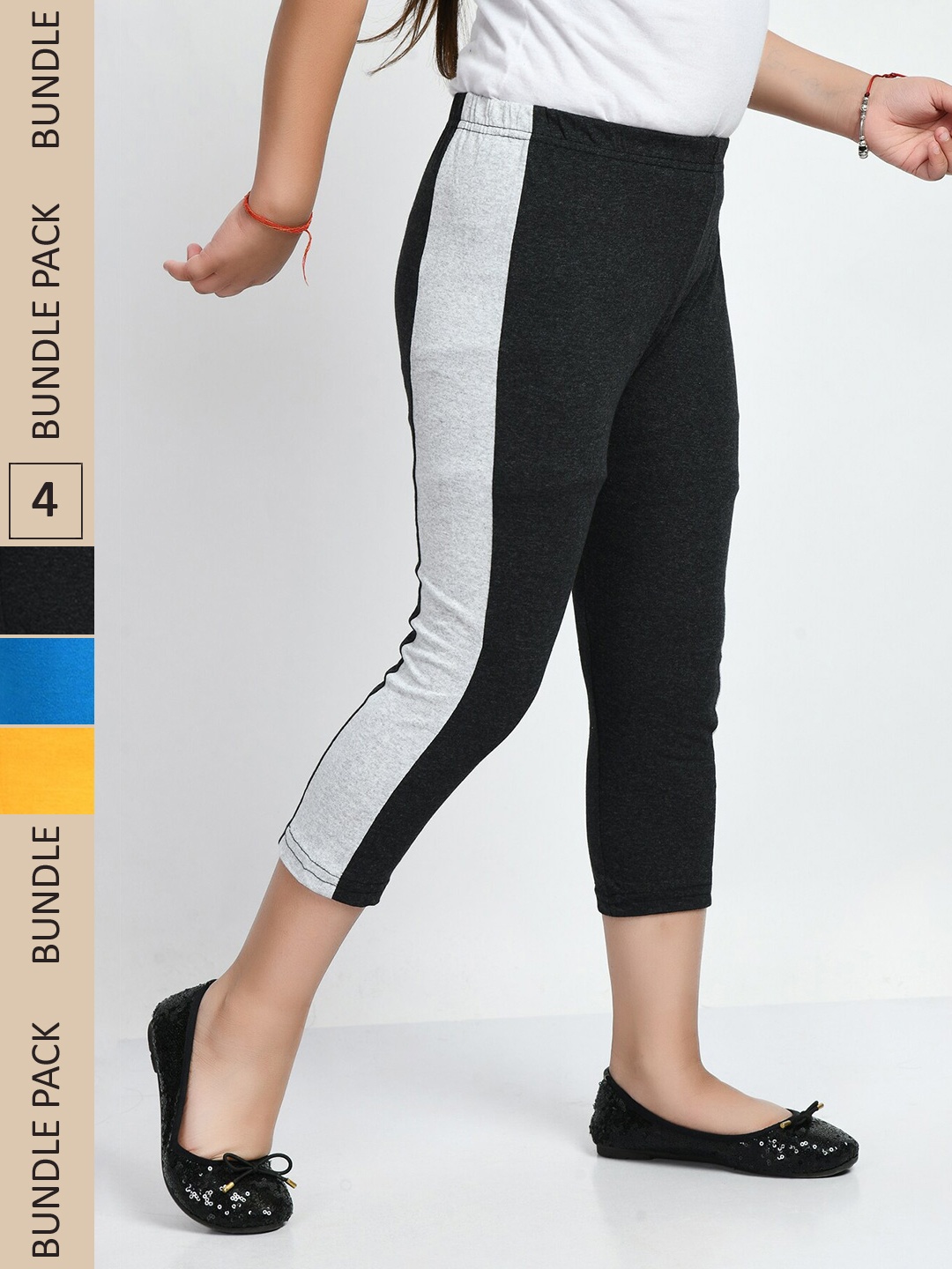 

IndiWeaves Girls Black & Yellow Capris