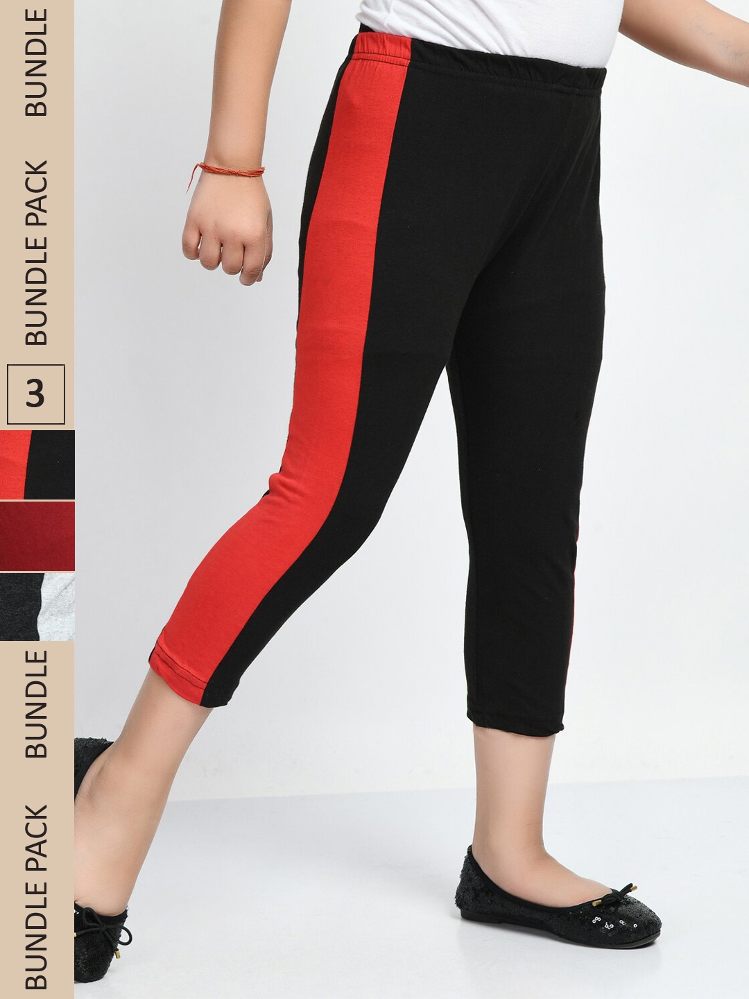

IndiWeaves Girls Red & Black Capris