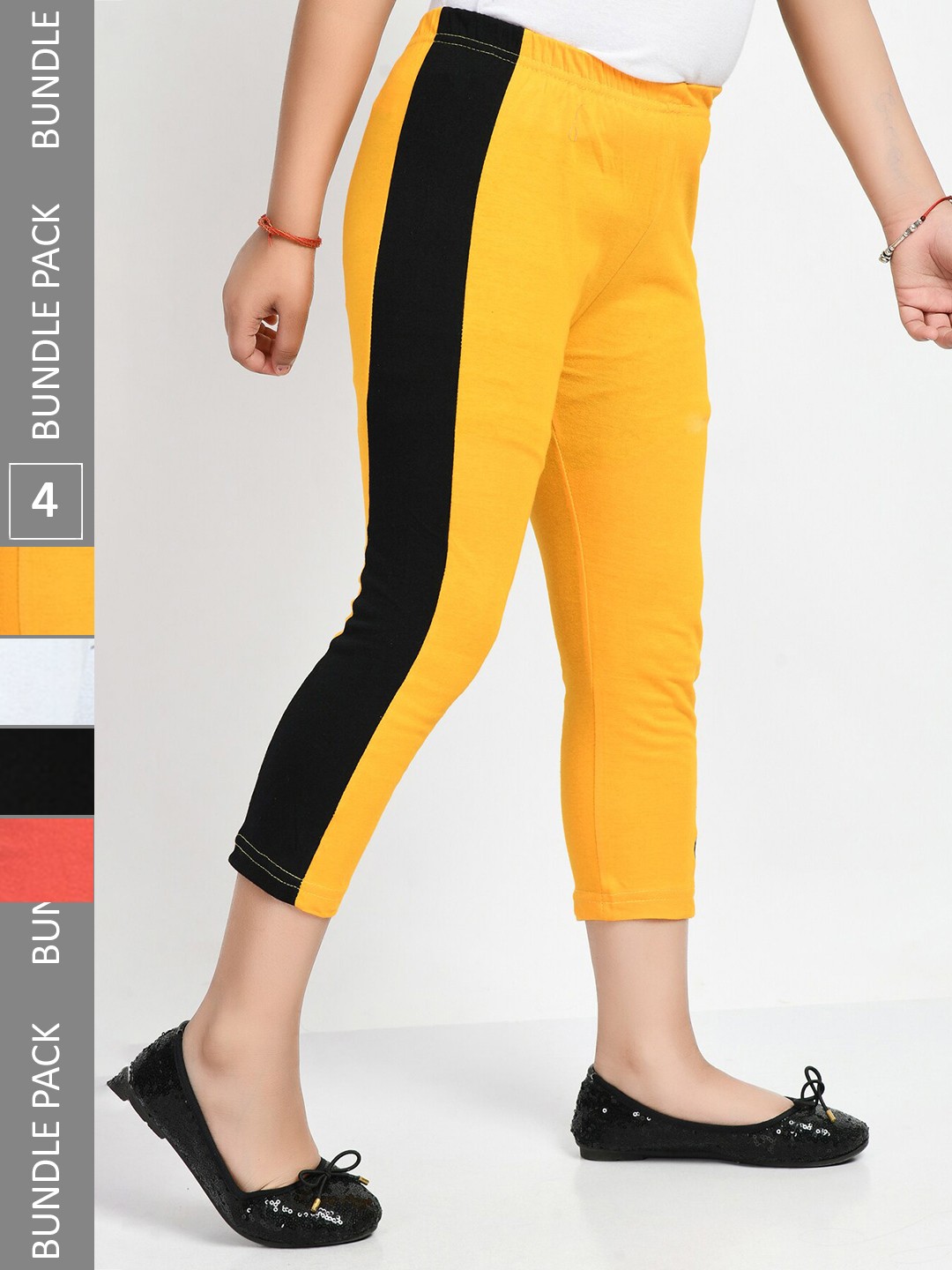 

IndiWeaves Girls Yellow & Black Capris