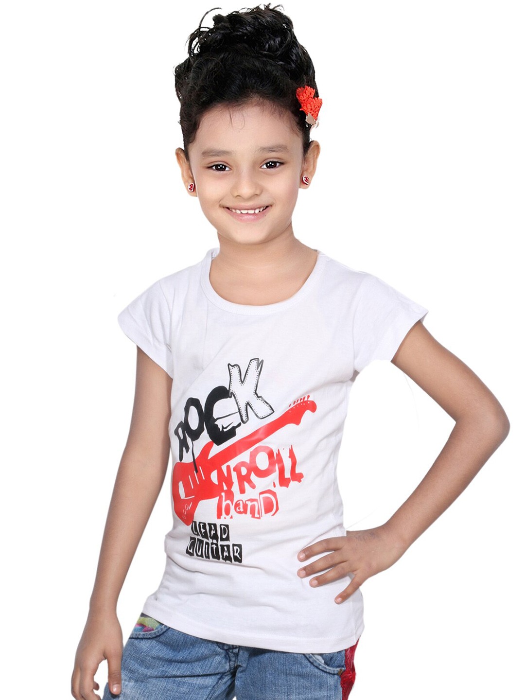 

IndiWeaves Girls Pack Of 4 Typography Printed Pure Cotton T-shirt, White