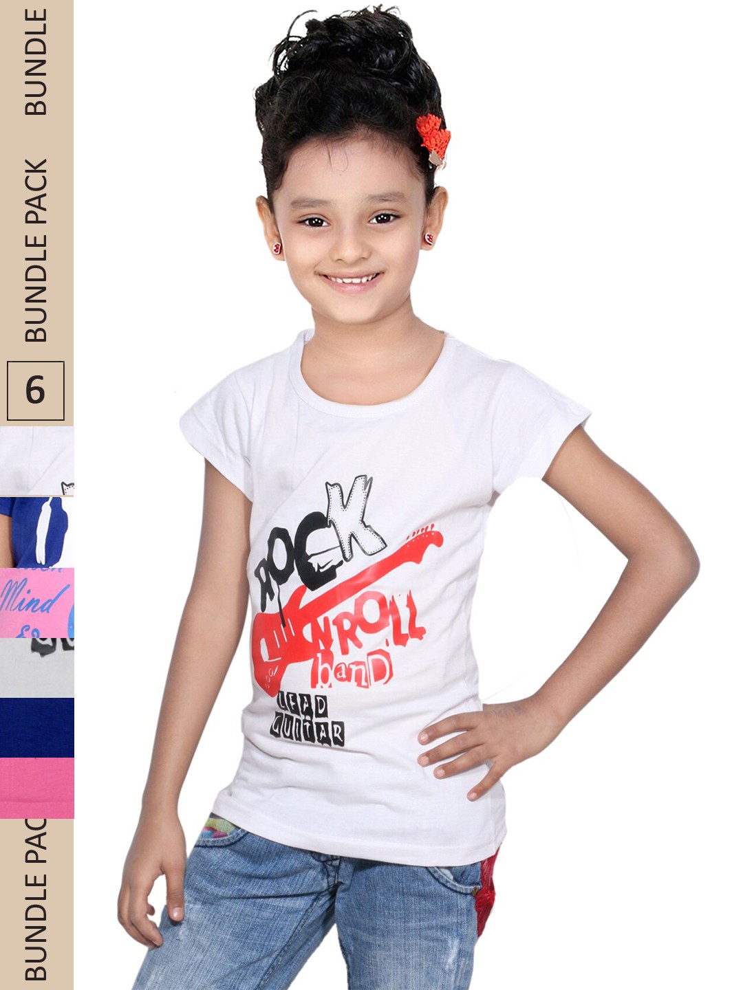 

IndiWeaves Girls Multicoloured Typography 3 Printed T-shirt, Multi