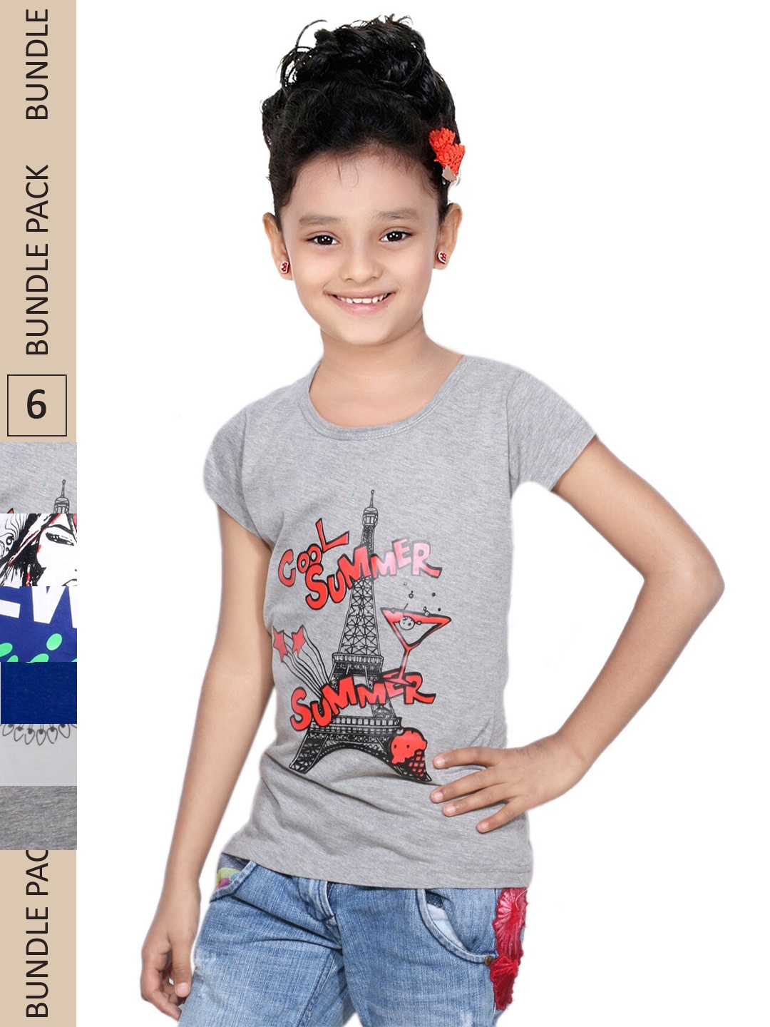 

IndiWeaves Girls Multicoloured Typography 3 Printed T-shirt, Multi
