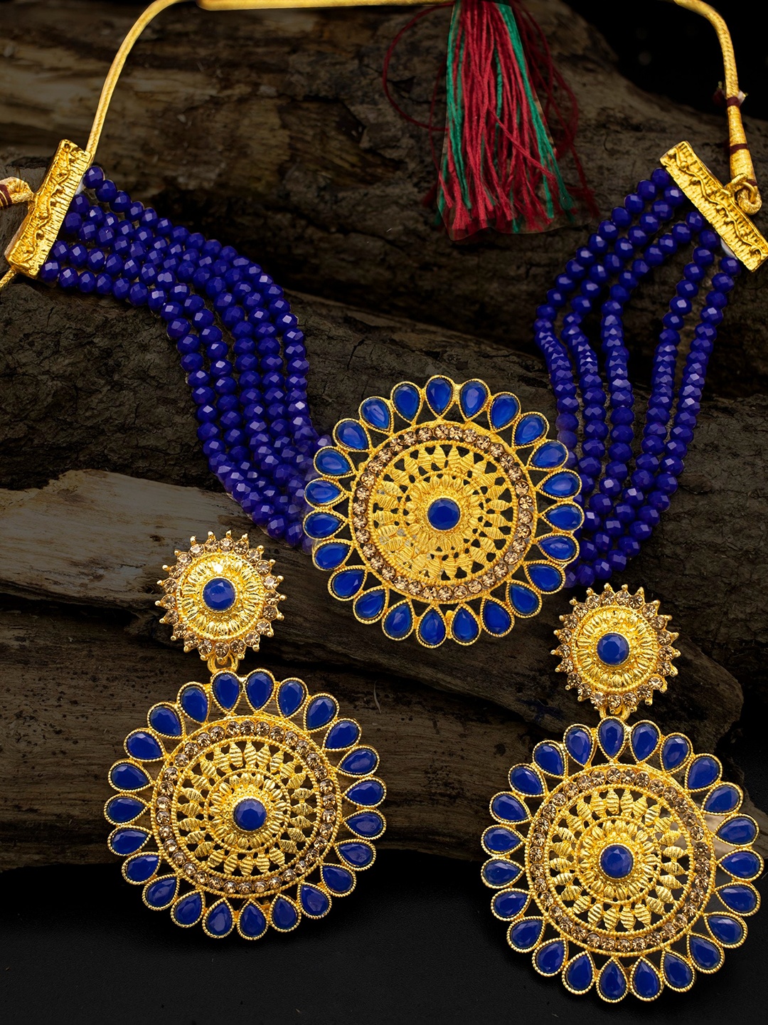 

Rhymee Gold-Plated Stone-Studded & Artificial Beaded Jewellery Set