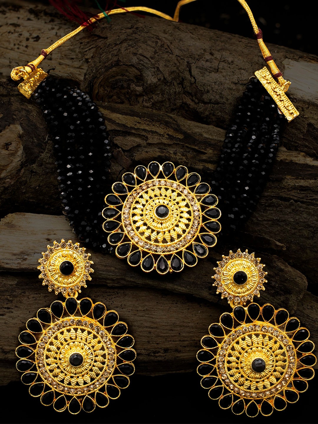 

Rhymee Gold-Plated Stone-Studded & Artificial Beaded Jewellery Set