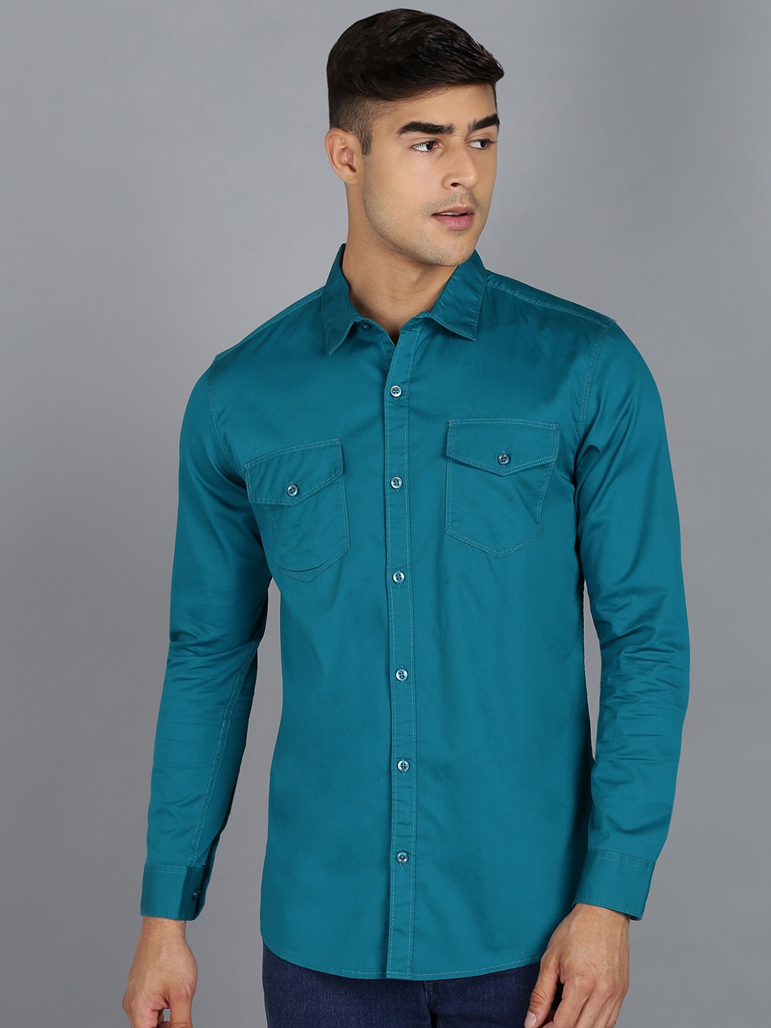 

Urbano Fashion Slim Fit Pure Cotton Casual Shirt, Teal