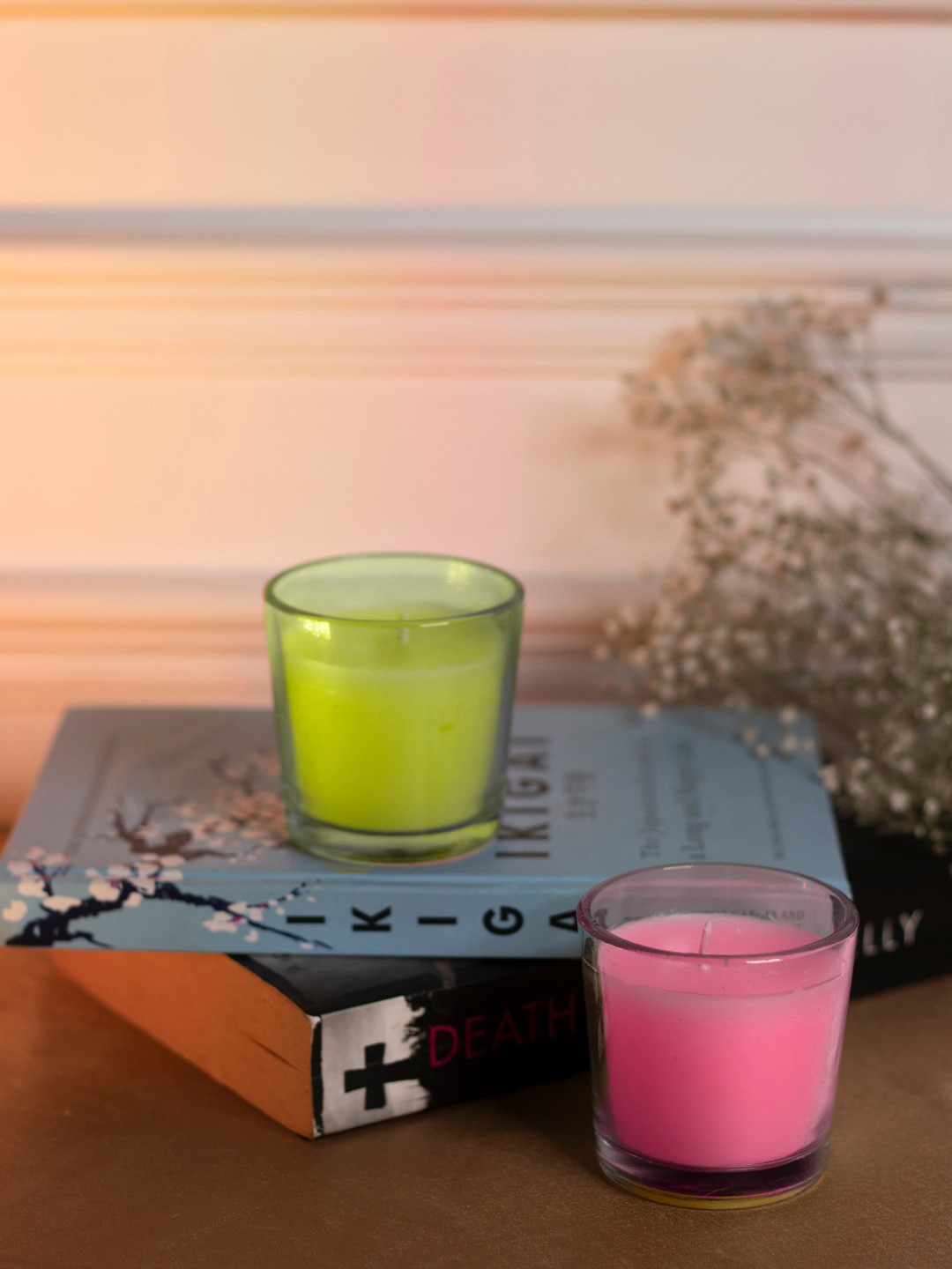 

Dhrohar Green & Pink 2 Pieces Votive Scented Candles- Tuberose & Rose
