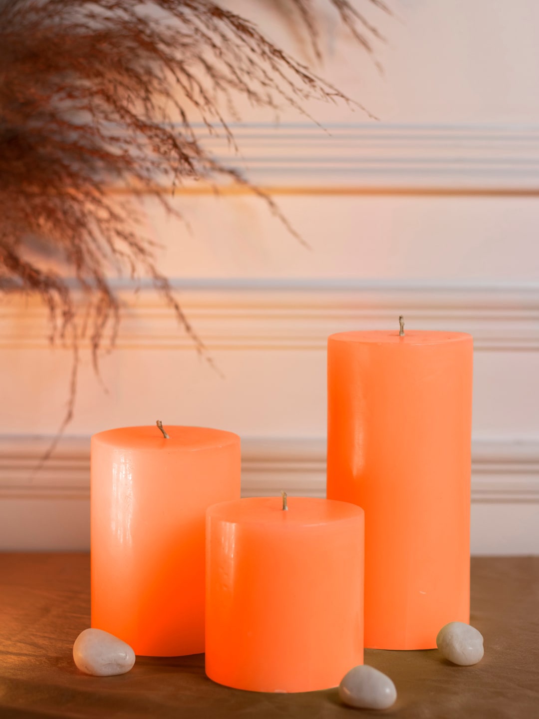 

Dhrohar Oriental Elegance Orange-Colored 3 Pieces Blossom Scented Pillar Candles
