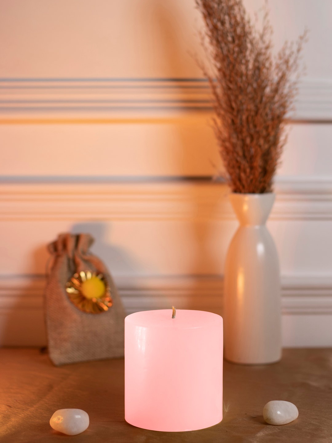 

Dhrohar Oriental Elegance Pink Rose Scented Pillar Candle