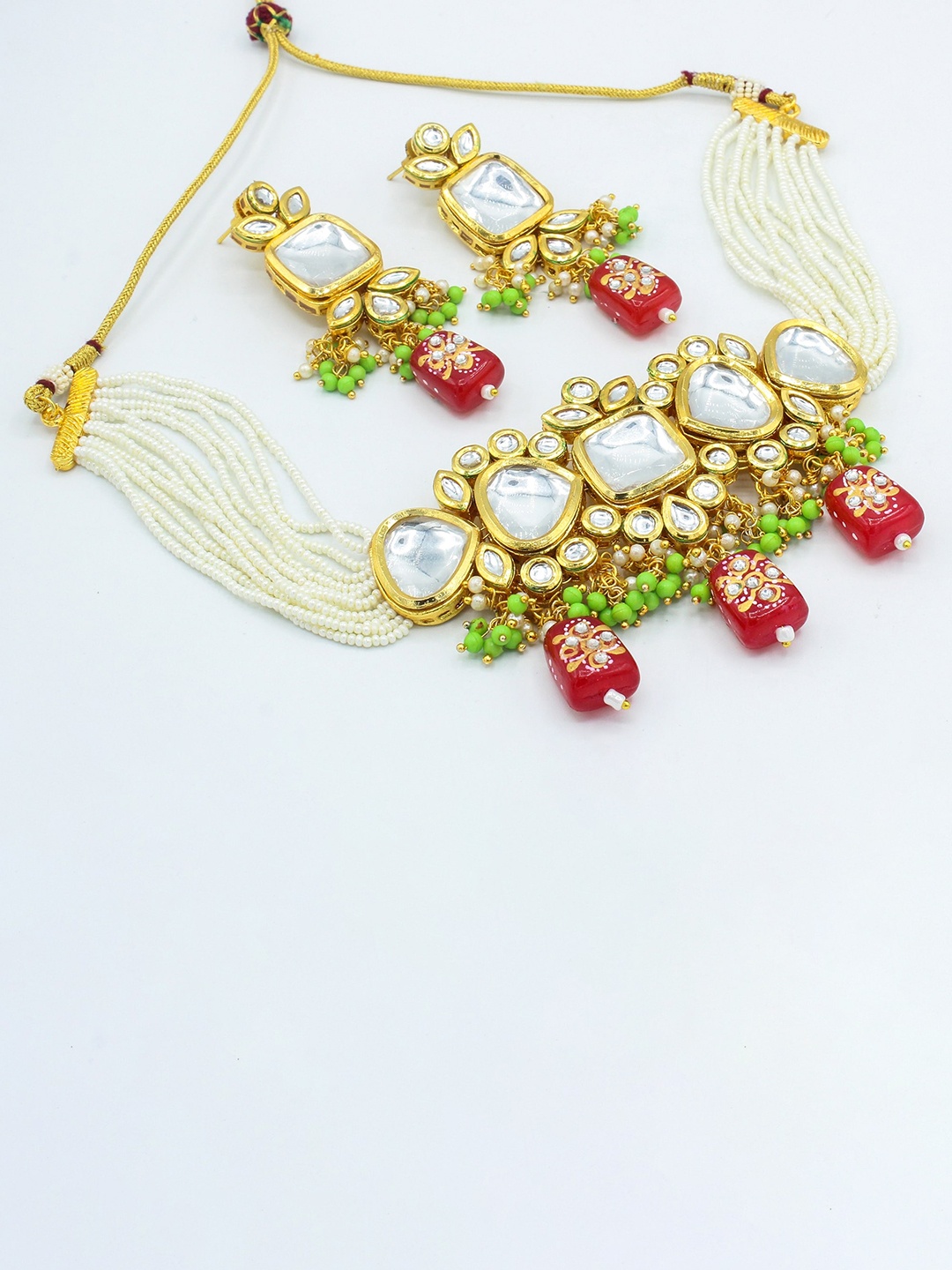 

AASHISH IMITATION Gold-Plated Polki Kundan-Studded Jewellery Set