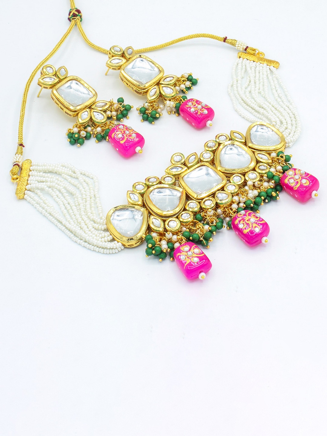 

AASHISH IMITATION Gold-Plated Kundan-Studded & Beaded Jewellery Set