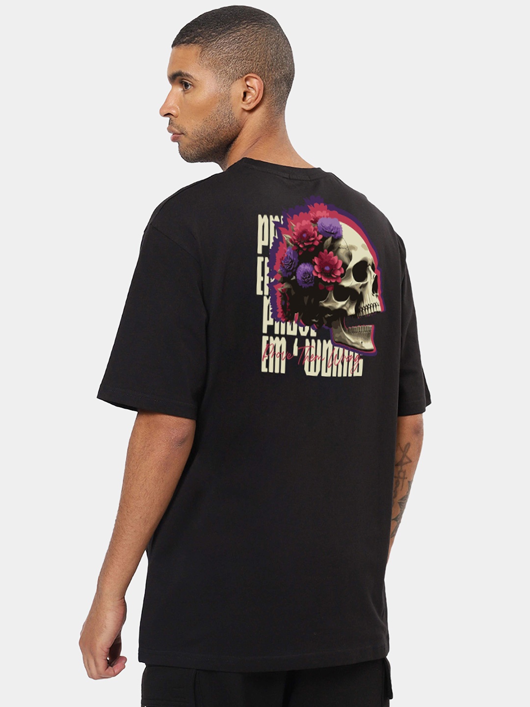 Mad Over Print Typography Oversized Oversize T-shirt, Black