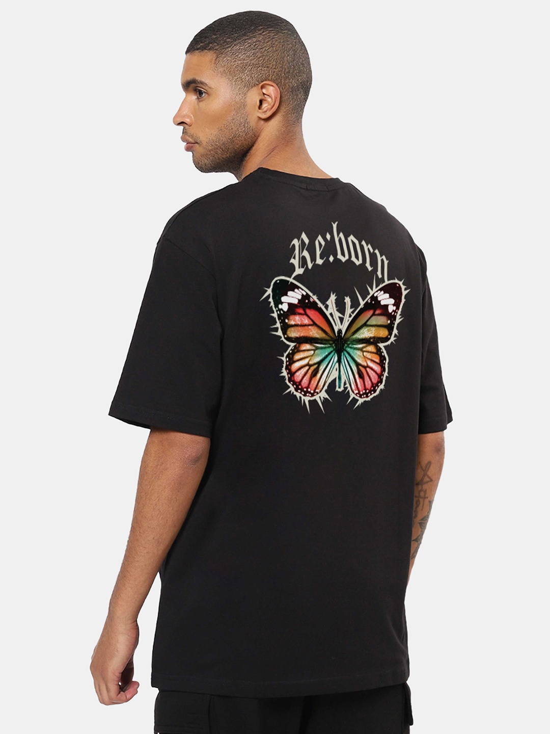 

Mad Over Print Graphic Printed Oversize Fit Cotton Longline T-shirt, Black