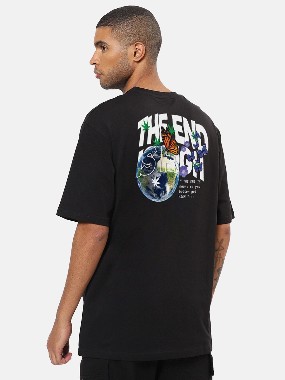 

Mad Over Print Typography Printed Oversize Fit Cotton T-shirt, Black