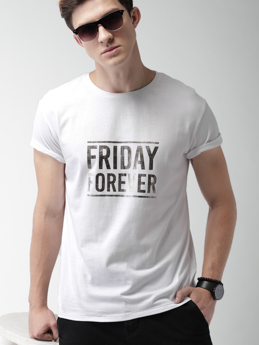 

Mast & Harbour Men White Printed Round Neck T-shirt
