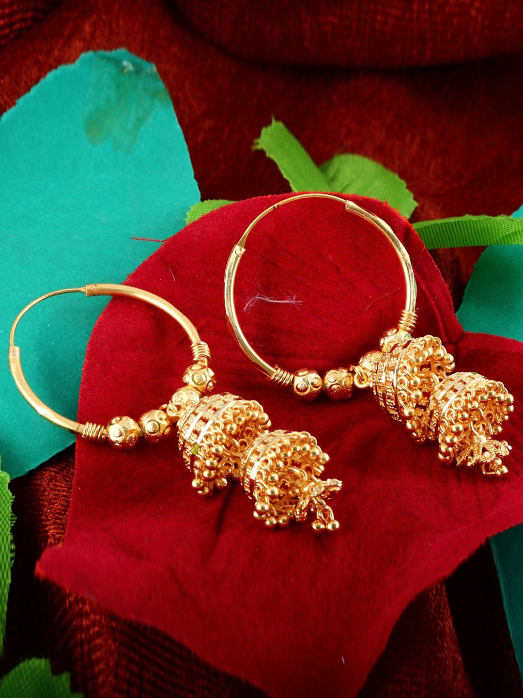 

MEENAZ Gold-Plated Dome Shaped Hoop Earrings