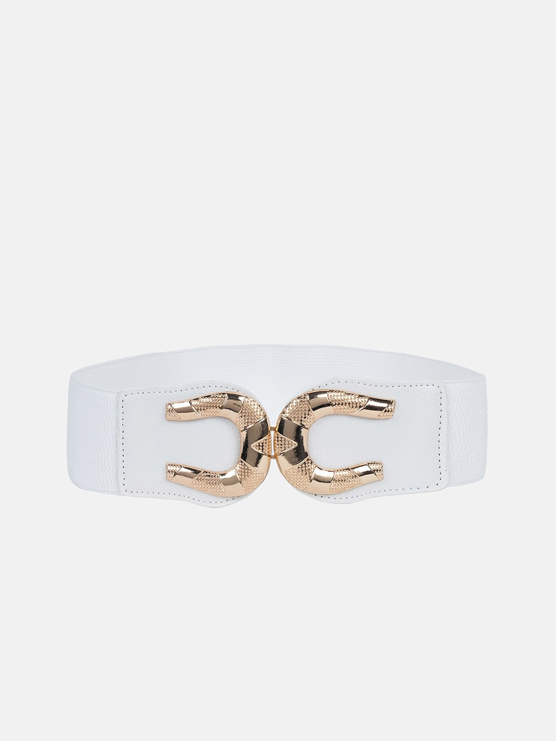 

Kazo Women Woven Design Interlock Belt, White