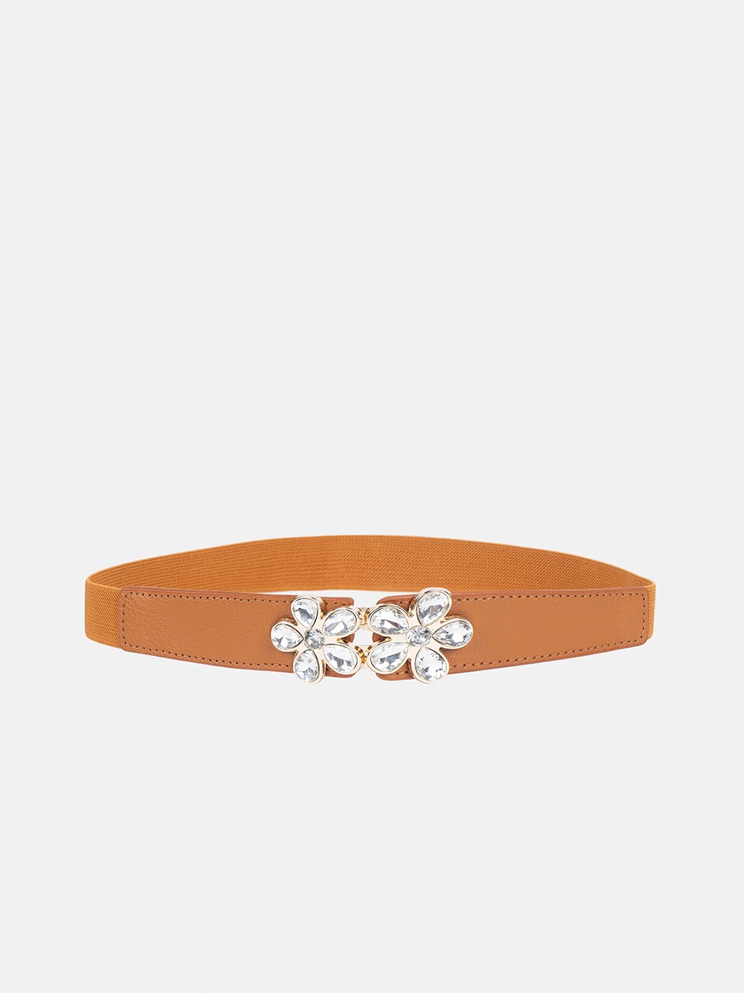 

Kazo Women Embellished Interlock Belt, Tan