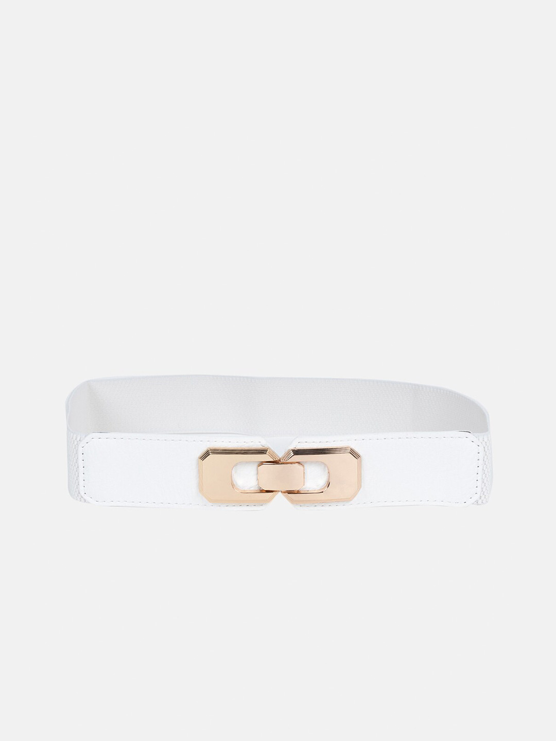 

Kazo Women Woven Design Interlock Belt, White