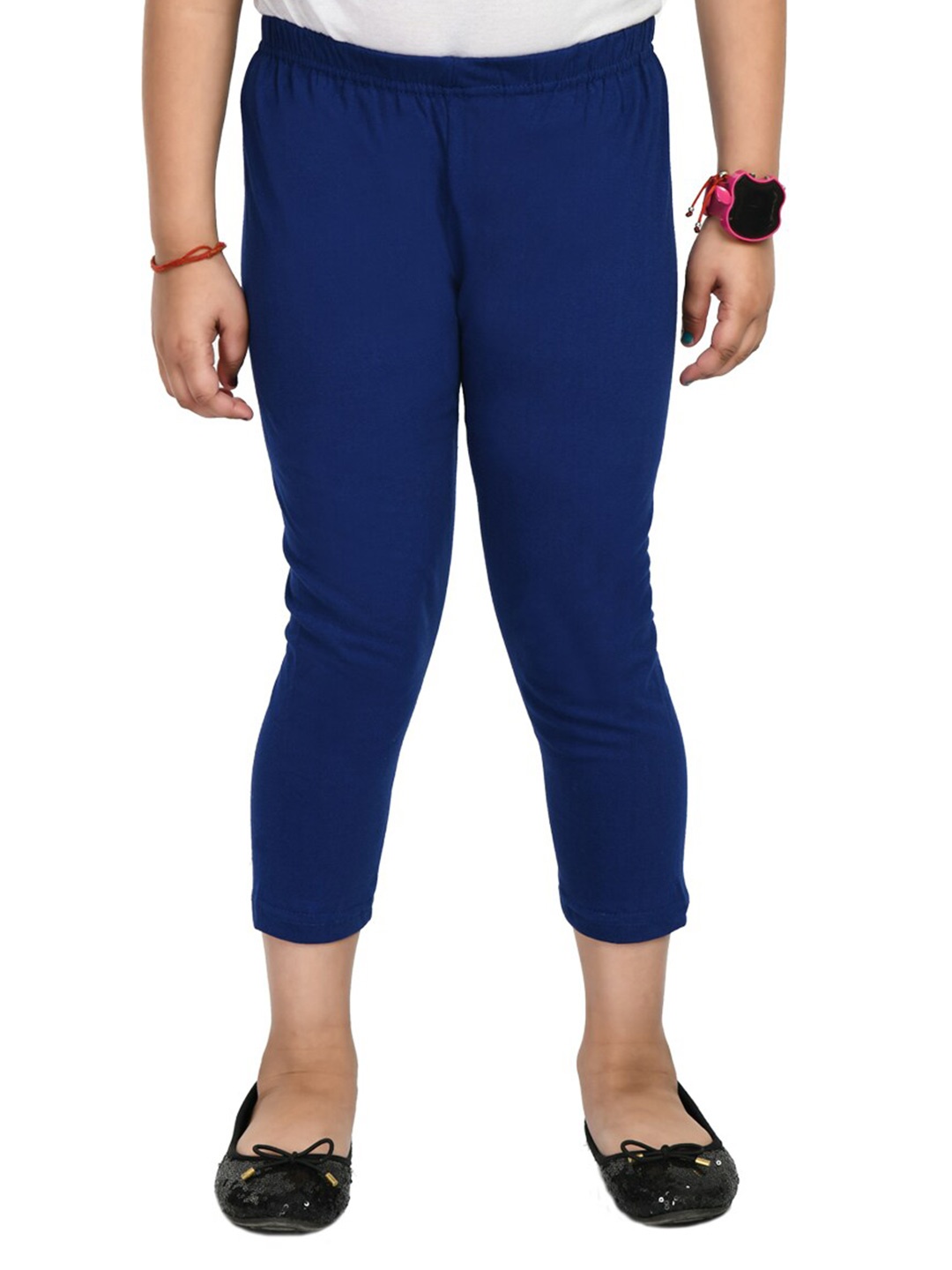 

IndiWeaves Girls Pack Of 4 Pure Cotton Capris, Blue