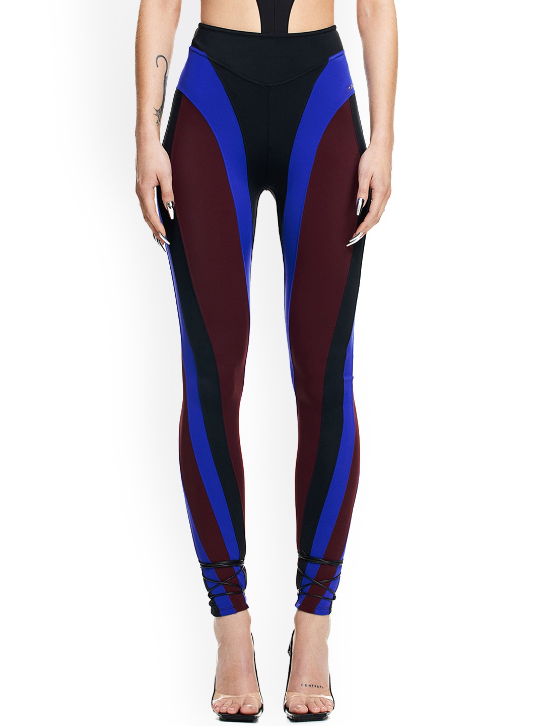 

H&M Spiral-Panelled Jersey Leggings, Black