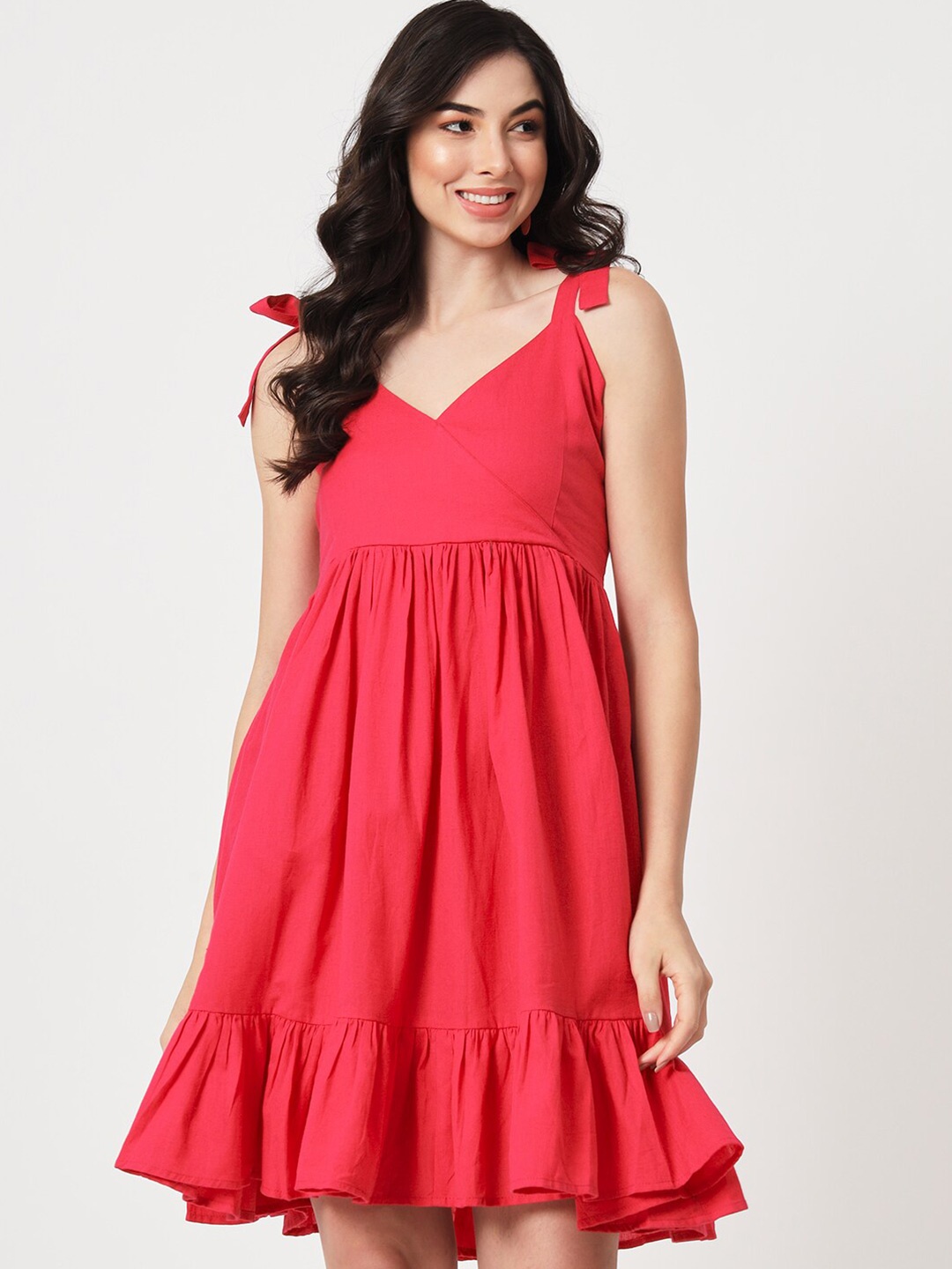 

CUFFS N LASHES Sweetheart Neck Fit & Flare Dress, Pink