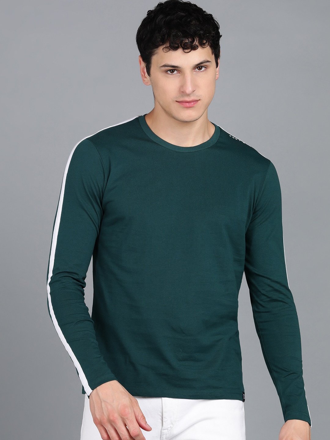 

Urbano Fashion Striped Pure Cotton Slim Fit T-shirt, Green