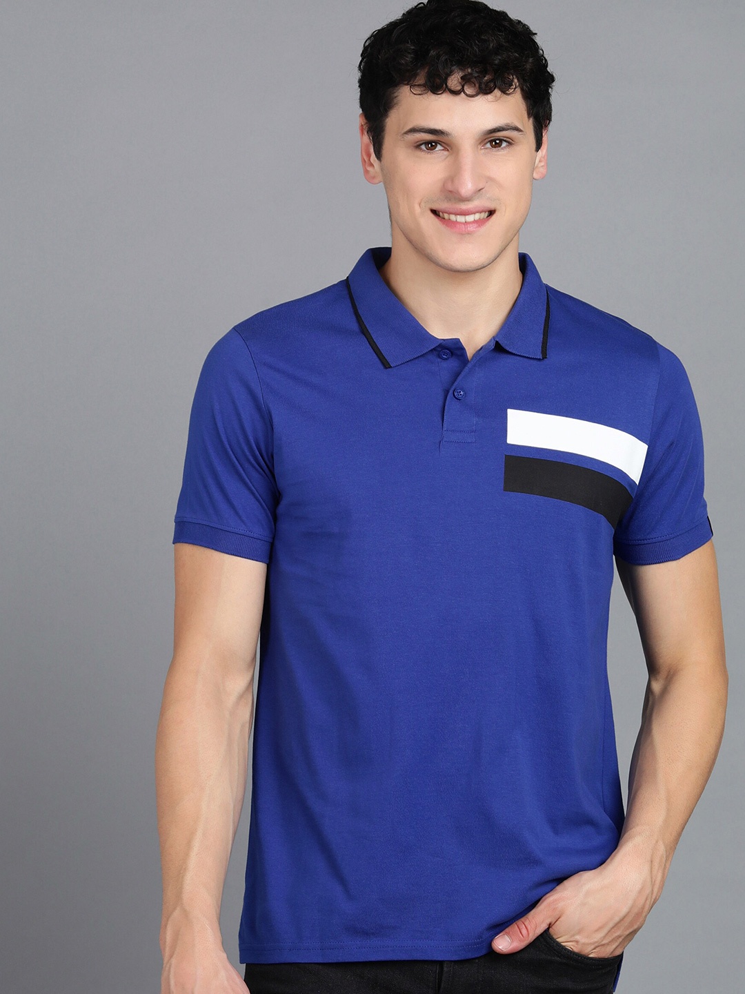 

Urbano Fashion Polo Collar Pure Cotton Slim Fit T-shirt, Blue