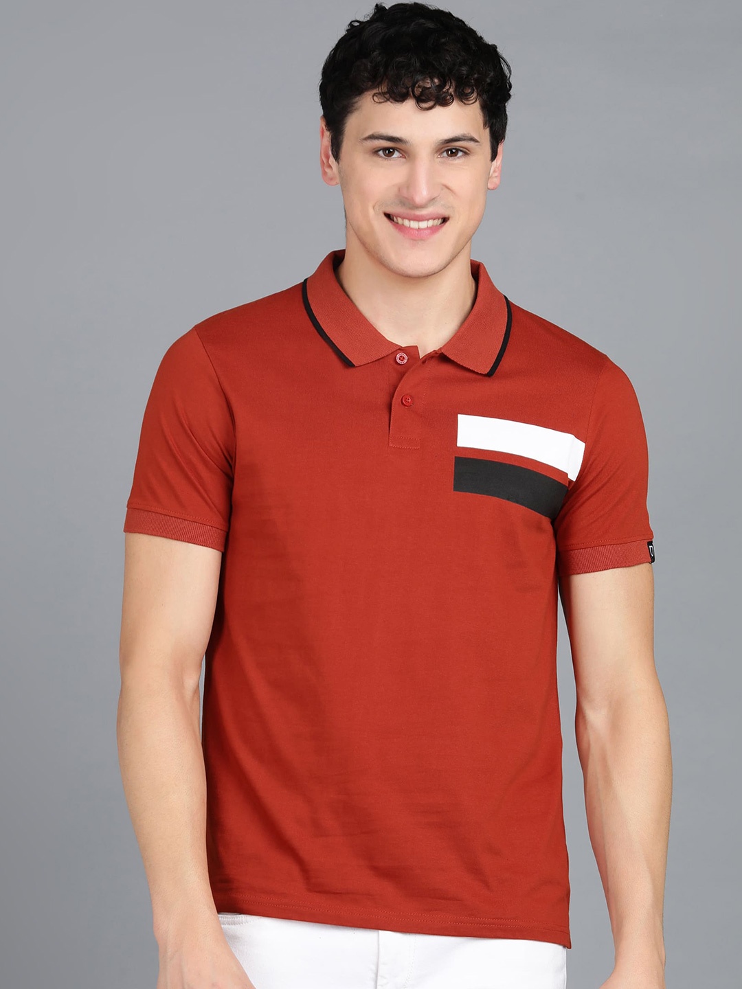 

Urbano Fashion Polo Collar Pure Cotton Slim Fit T-shirt, Orange