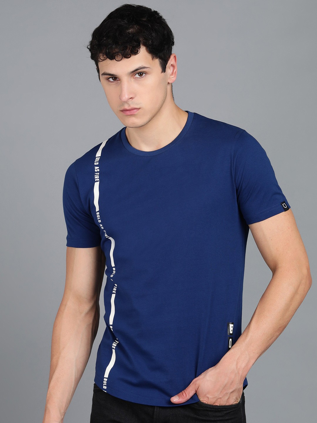 

Urbano Fashion Striped Pure Cotton Slim Fit T-shirt, Blue
