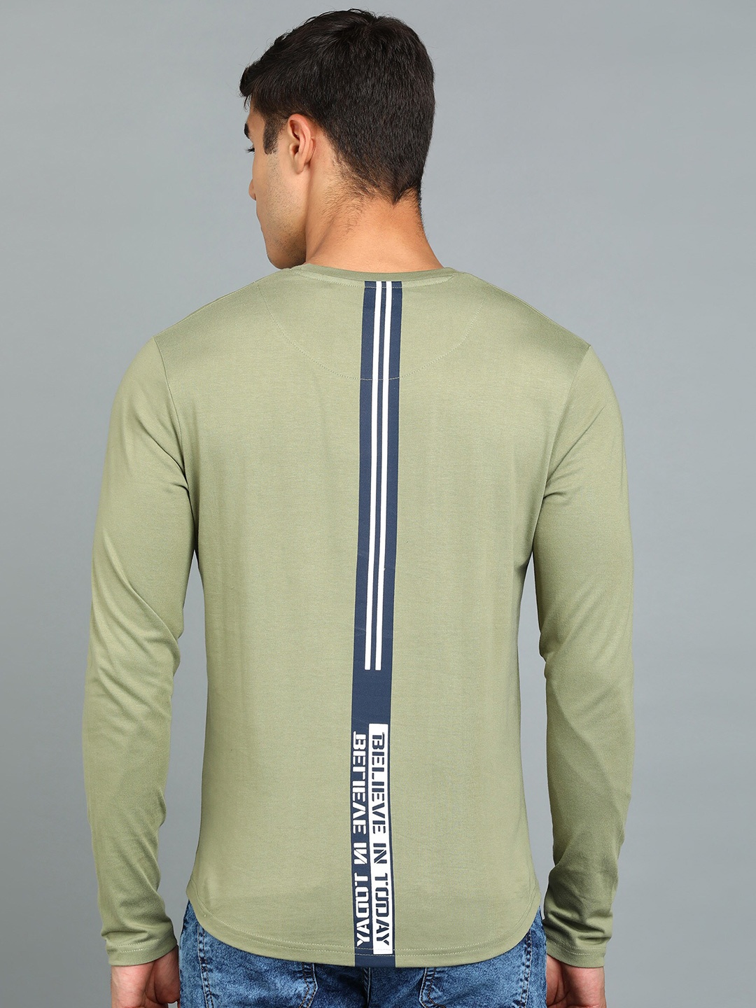 

Urbano Fashion Long Sleeves Pure Cotton Slim Fit T-shirt, Green