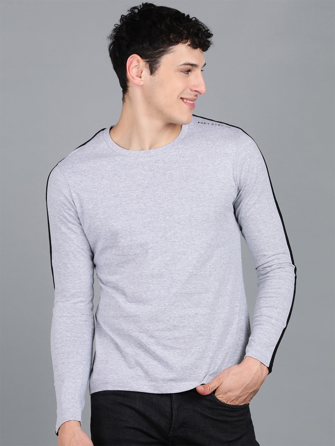 

Urbano Fashion Striped Pure Cotton Slim Fit T-shirt, Grey
