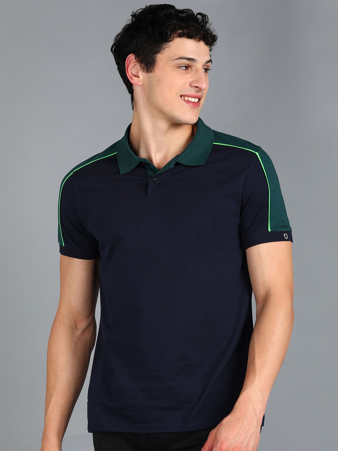 

Urbano Fashion Polo Collar Pure Cotton Slim Fit T-shirt, Navy blue