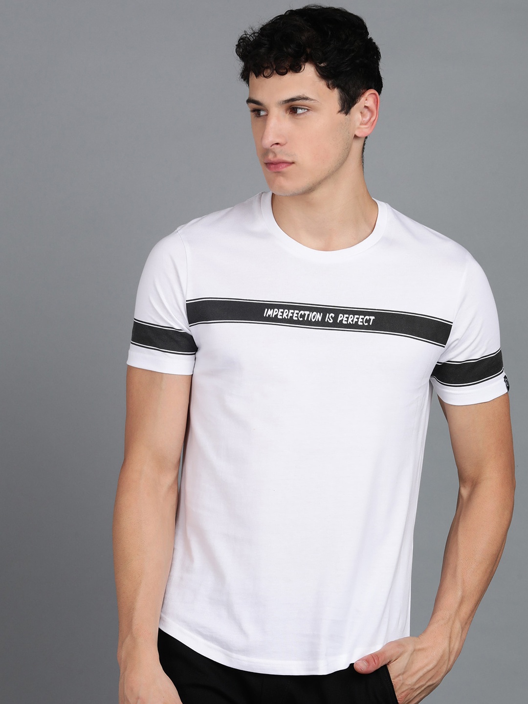 

Urbano Fashion Striped Pure Cotton Slim Fit T-shirt, White