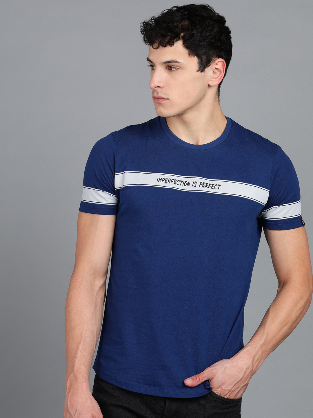 

Urbano Fashion Striped Pure Cotton Slim Fit T-shirt, Blue