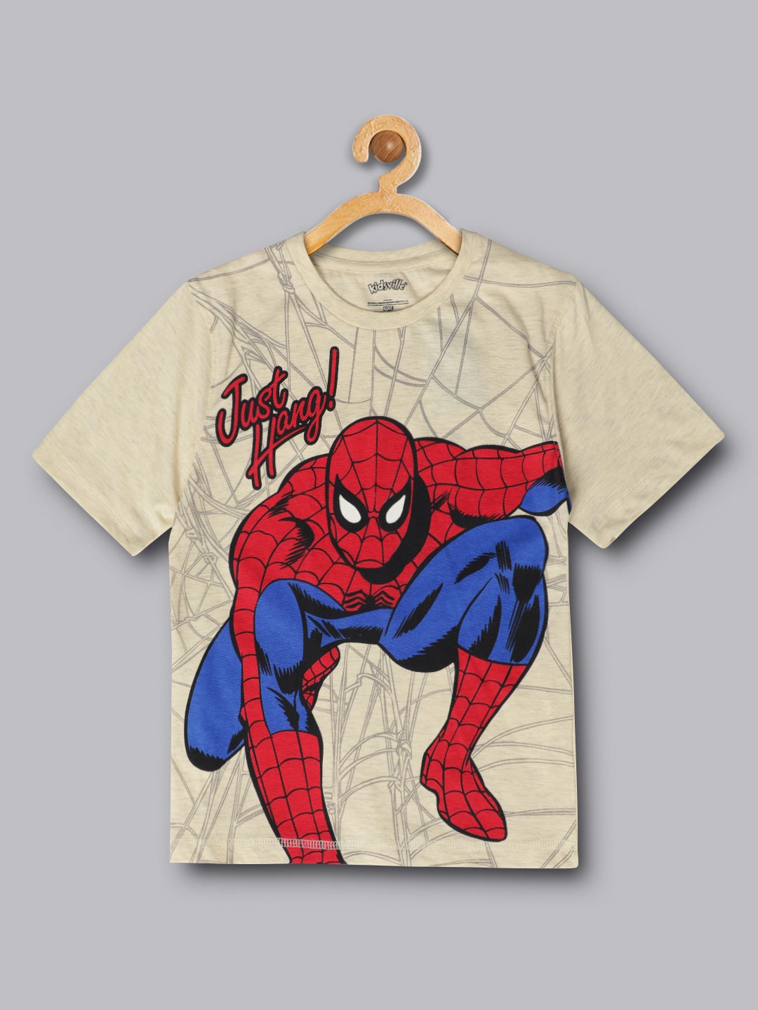 

Kids Ville Boys Spiderman Graphic Printed Cotton T-Shirt, Off white