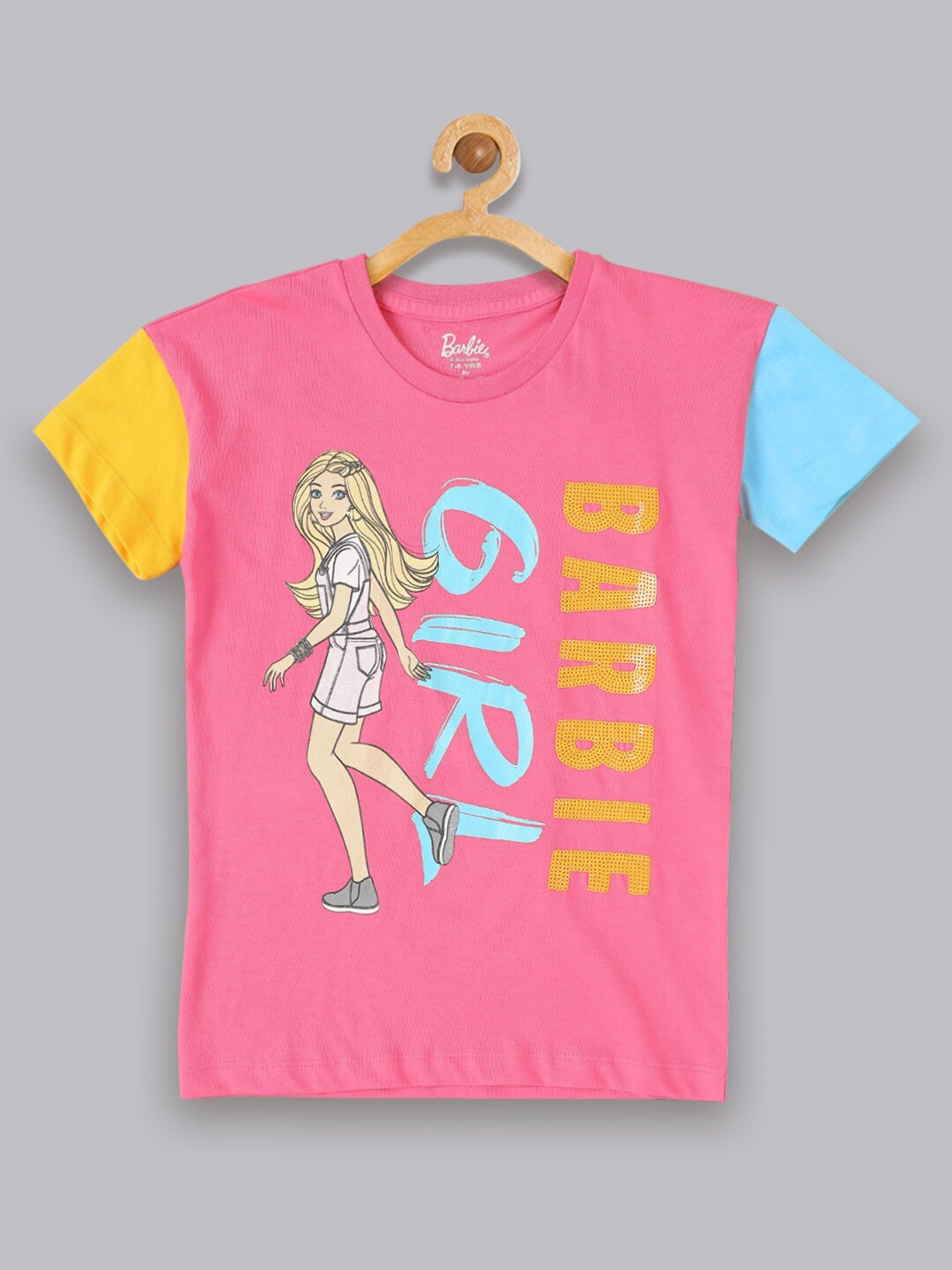 

Kids Ville Girls Barbie Printed Pure Cotton T-shirt, Pink