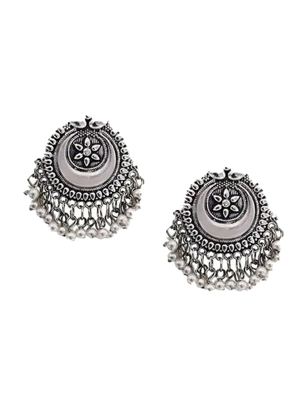 

Samridhi DC Silver-Plated Ghungaroo Beaded Oxidised Afghan Jewellery Set