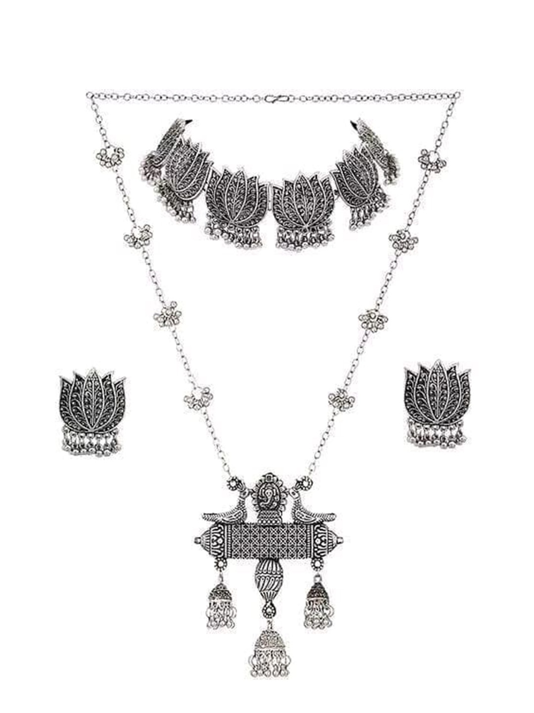 

Samridhi DC 2Pcs Oxidised Silver-Plated Beaded Jewellery Set