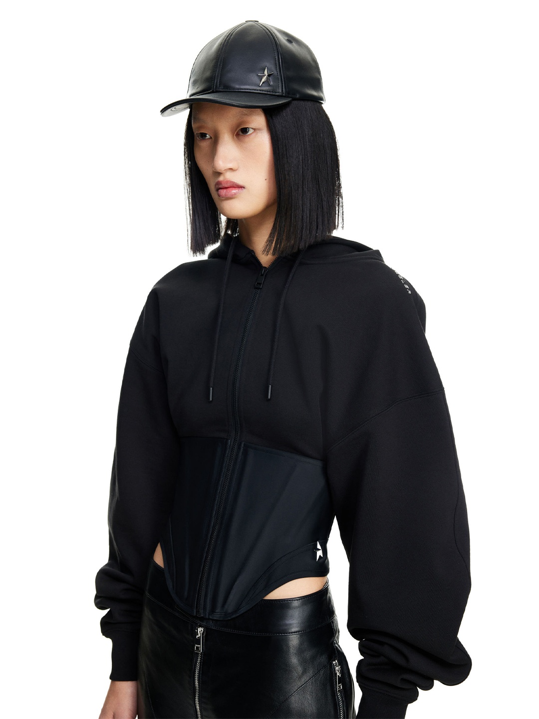 

H&M Leather Baseball Cap, Black