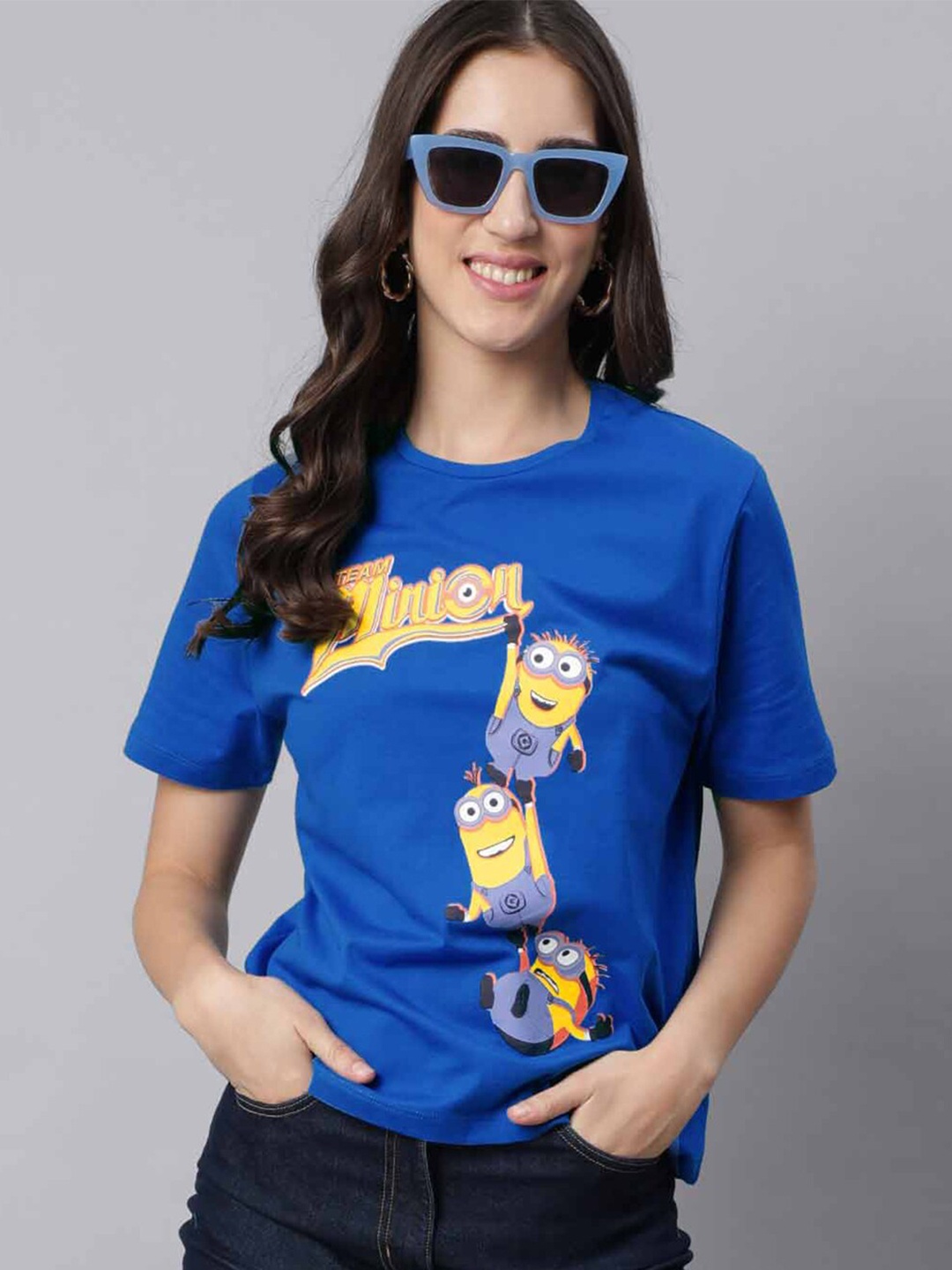 

Free Authority Minions Printed Pure Cotton T-Shirt, Blue