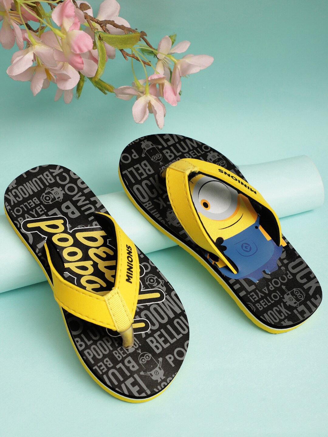 

Kids Ville Boys Minions Printed Soft And Comfortable Thong Flip-Flops, Black