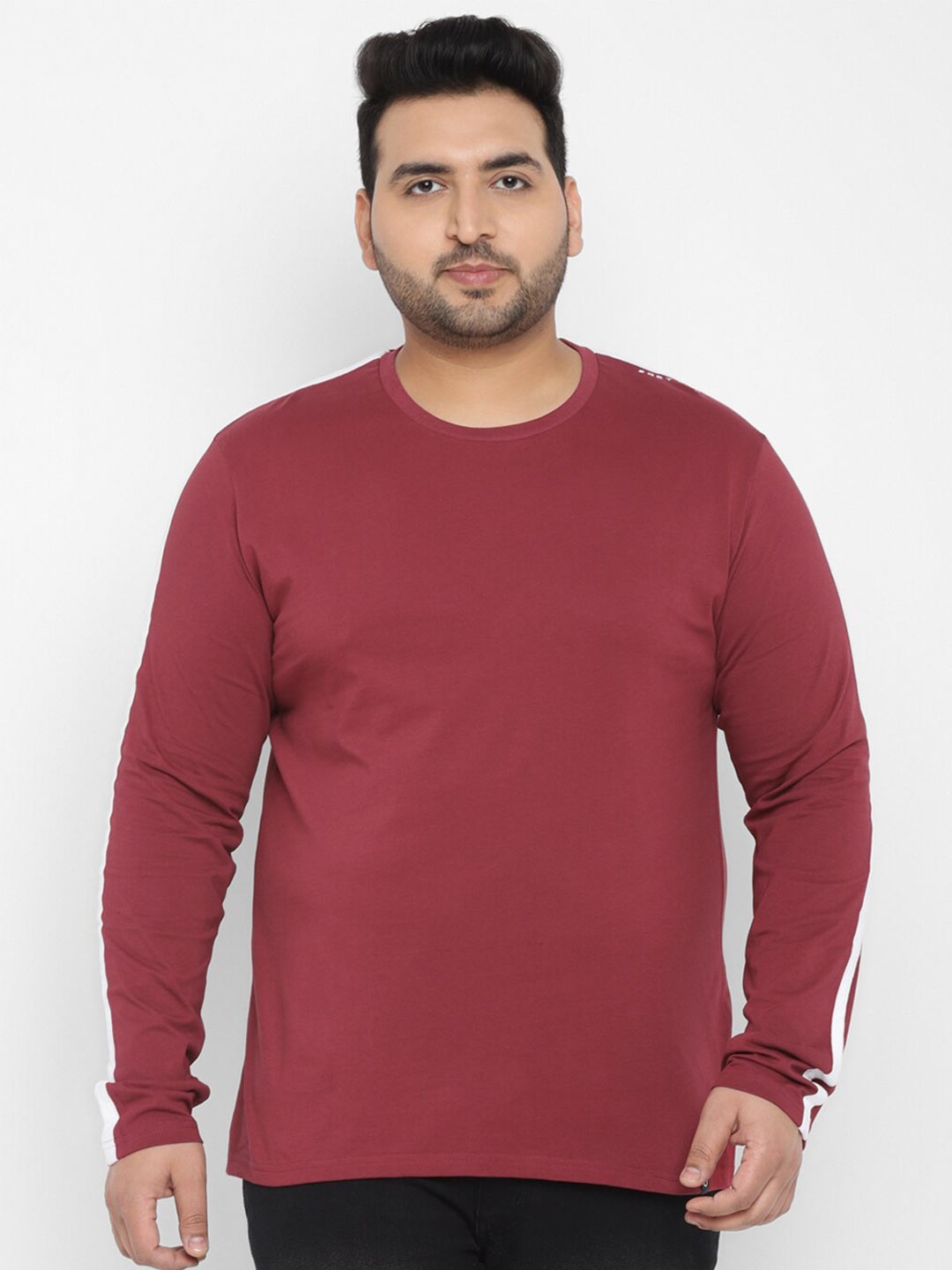 

Urbano Plus Round Neck Long Sleeves Pure Cotton T-shirt, Maroon